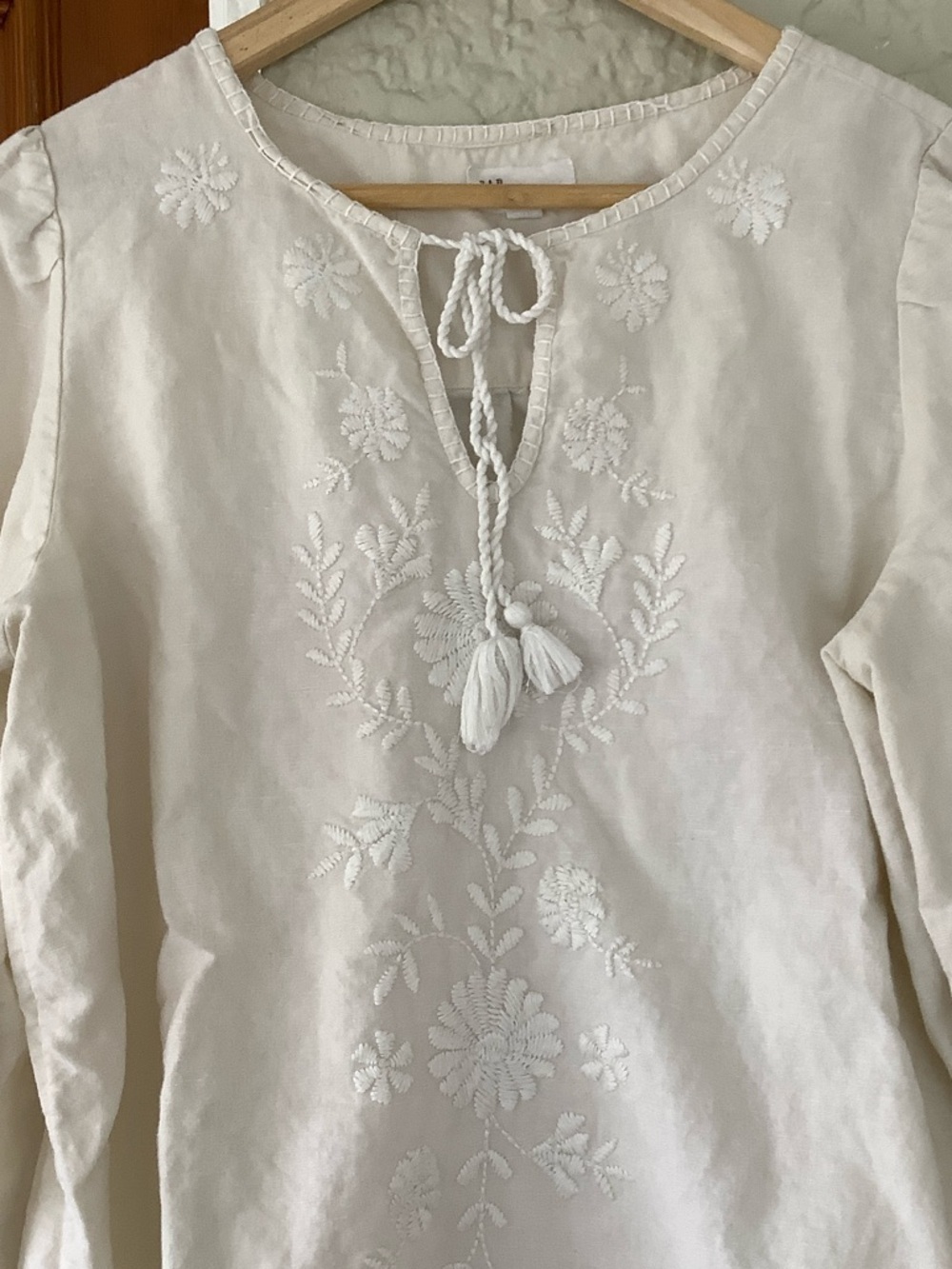 Women's Cream Embroidered Peasant Blouse - Picture 2 of 6